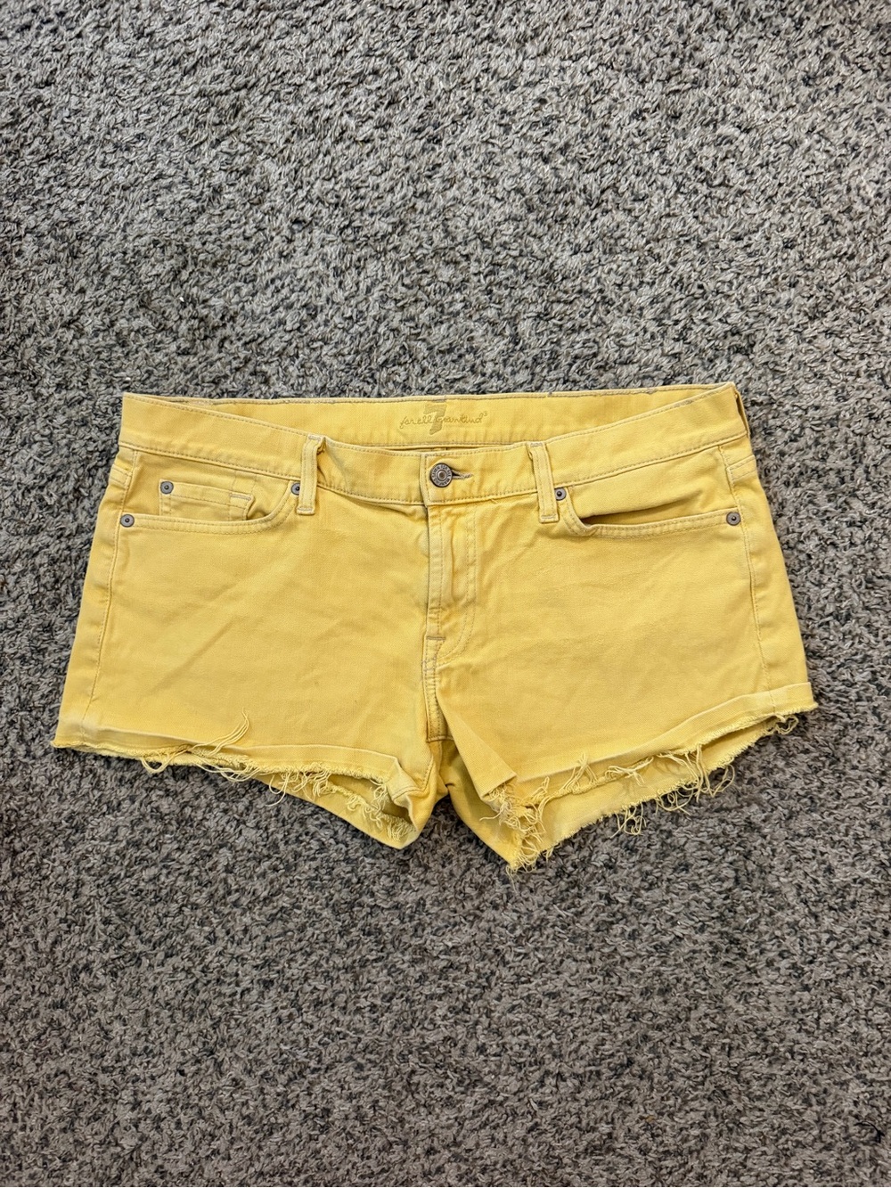 7 For All Mankind Yellow Denim Cutoff Shorts